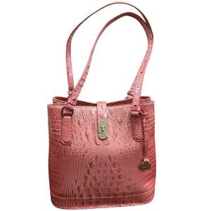 NWT Brahmin Bag Women’s 1Size Fiora Bucket Bag Embossed Leather Two Handles Pink